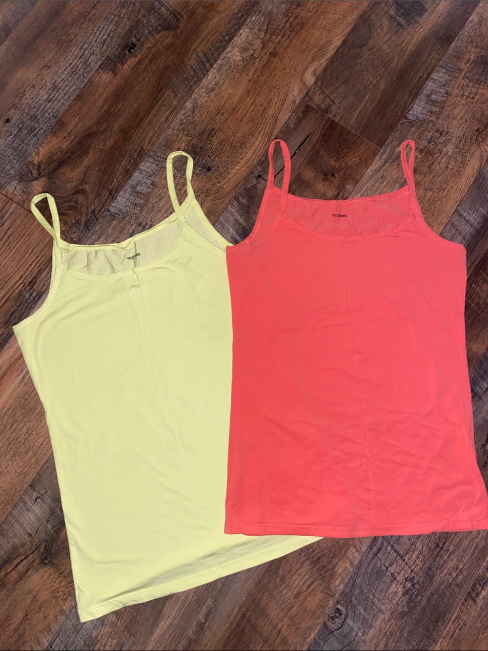 Tezenis Women’s Dual-Pack Lightweight Spaghetti Strap Tank Tops - Coral & Lemon